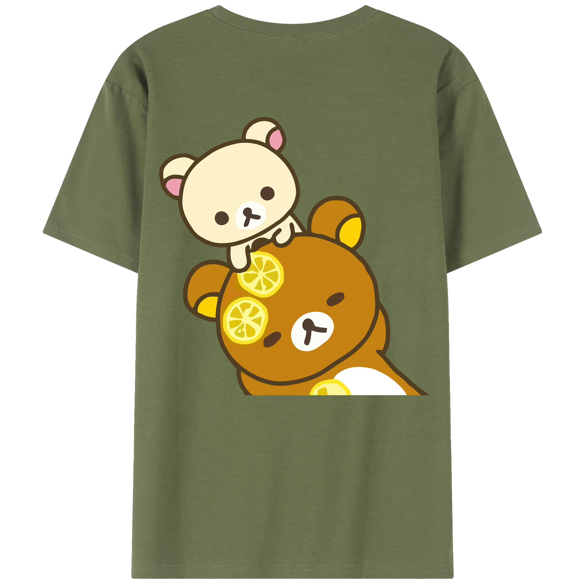 （画像用） リラックマ リラックマ キイロイトリ Rilakkuma Korilakkuma Kiiroitori 綿100％半袖Tシャツ（背面プリント）
